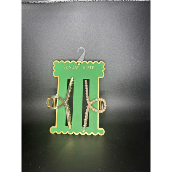 NWT Sunday State Pearl & Gold Bow Metal Hair Claws (1 of each) Trendy Coquette - Picture 3 of 4